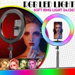 Wholesale RGB Light 10 inch Selfie Ring Light with 3 Cell Phone Holders for Live Stream, Makeup, YouTube Video, Photography TikTok, & More Compatible with Universal Phone (No Stand) (RGB)